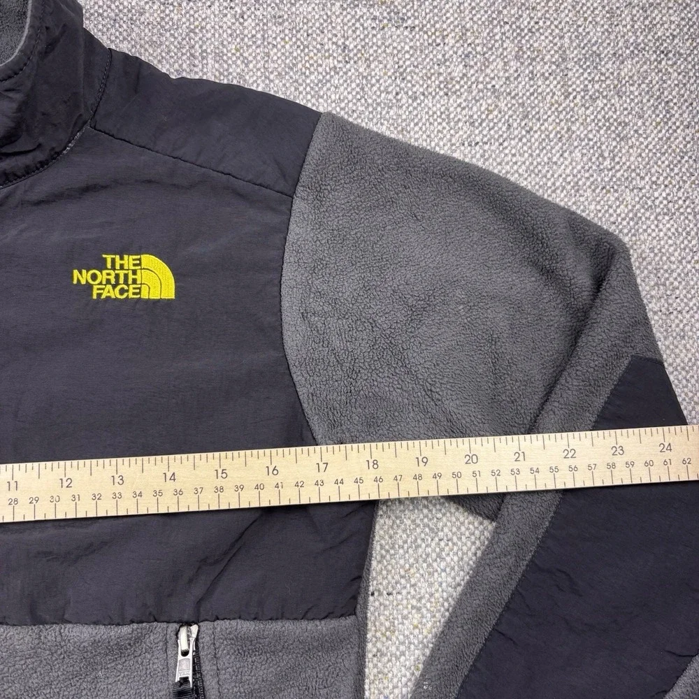 Unisex Kids North Face Fleece Jacket Polartec Gray Black Yellow Fits Like 10/12